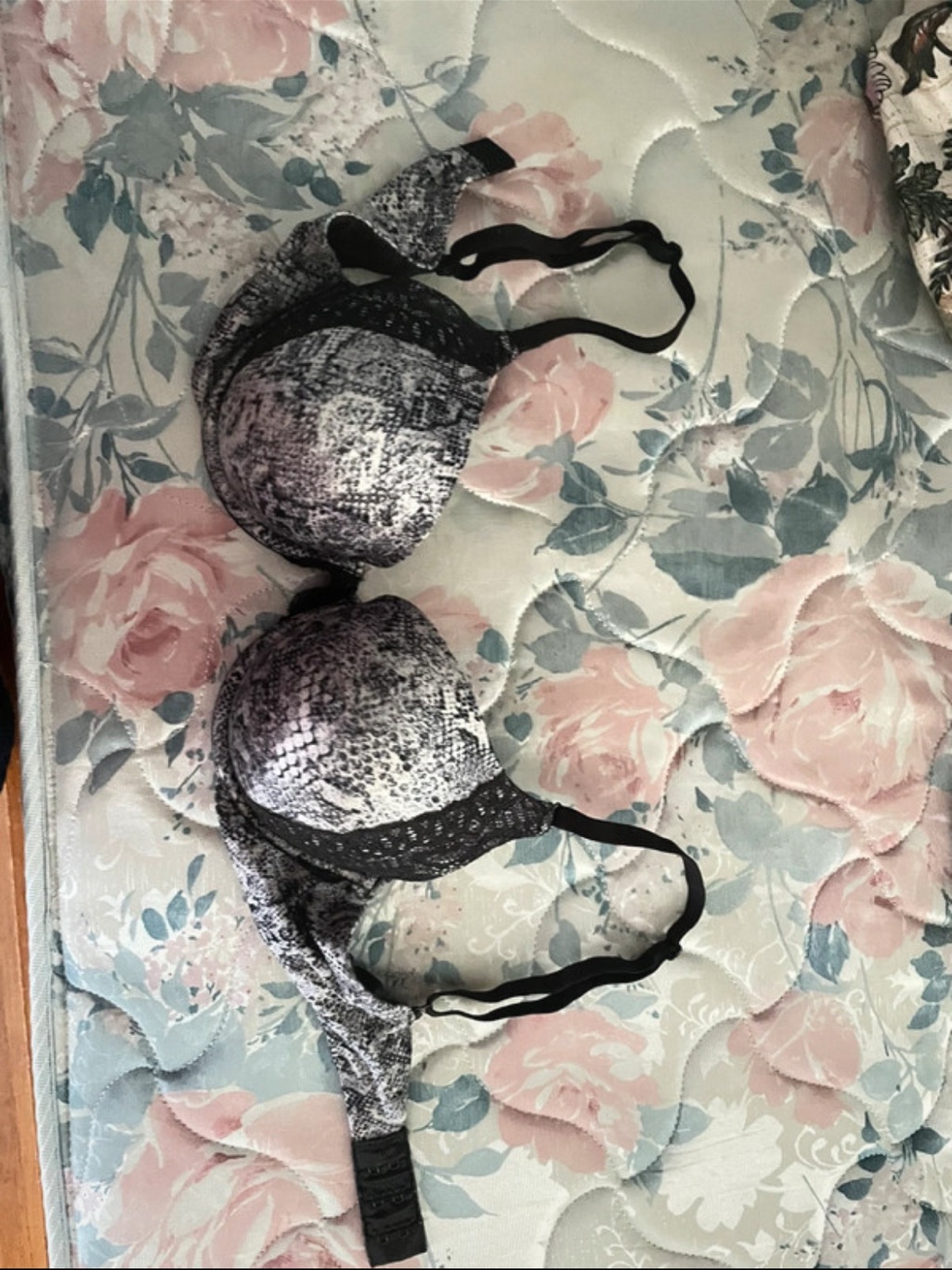 Printed Underwire Bra In Black And Gray - Smooth Molded Cups